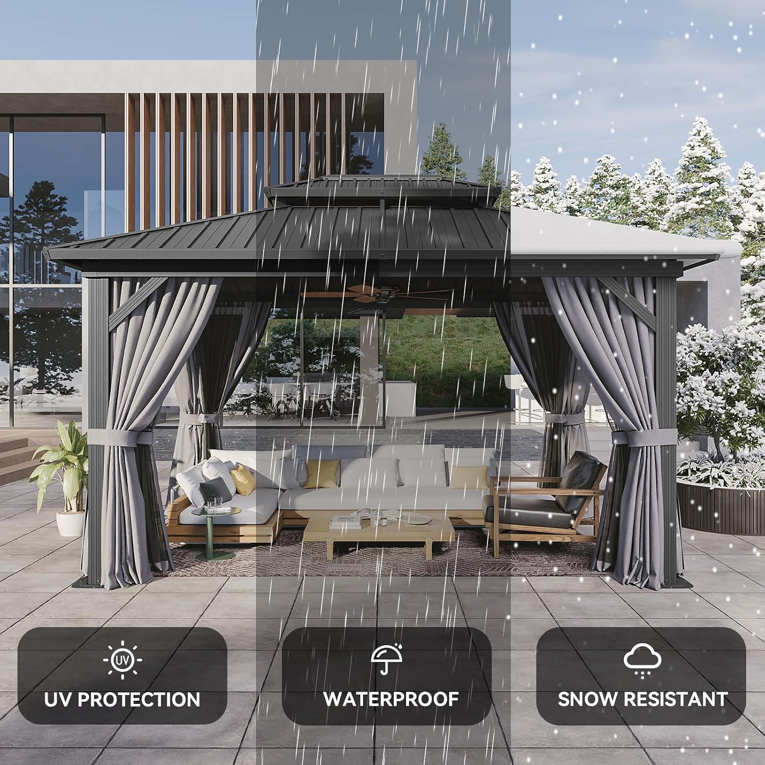 Aoxun Hardtop Gazebo 10x14