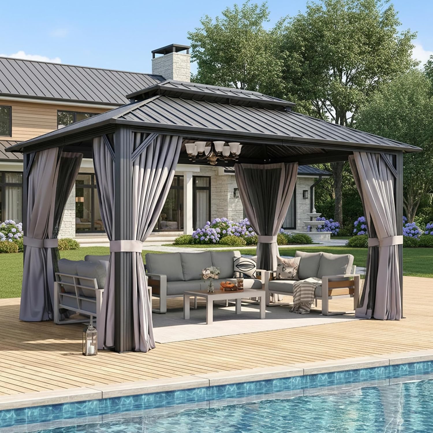 Aoxun Hardtop Gazebo 10x14