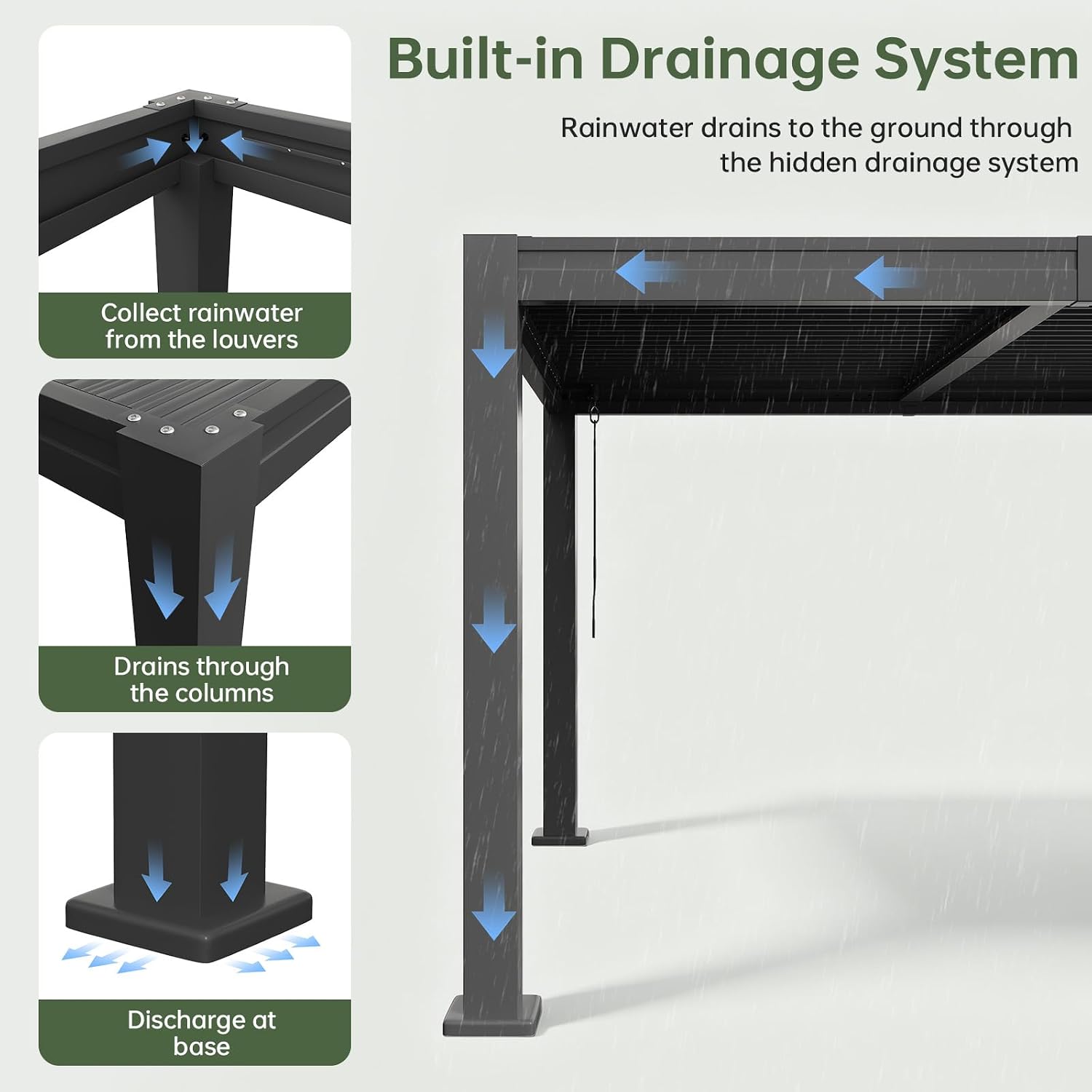 Aoxun Louvered Pergola 10x12