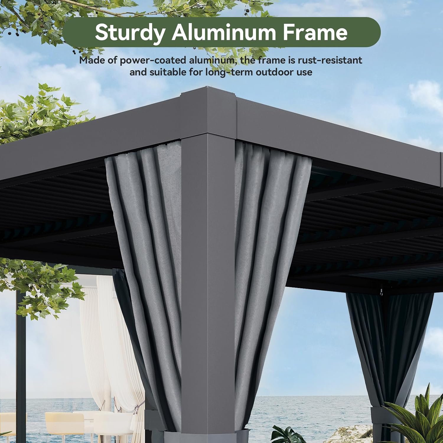 Aoxun Louvered Pergola 10x10 All-Aluminum