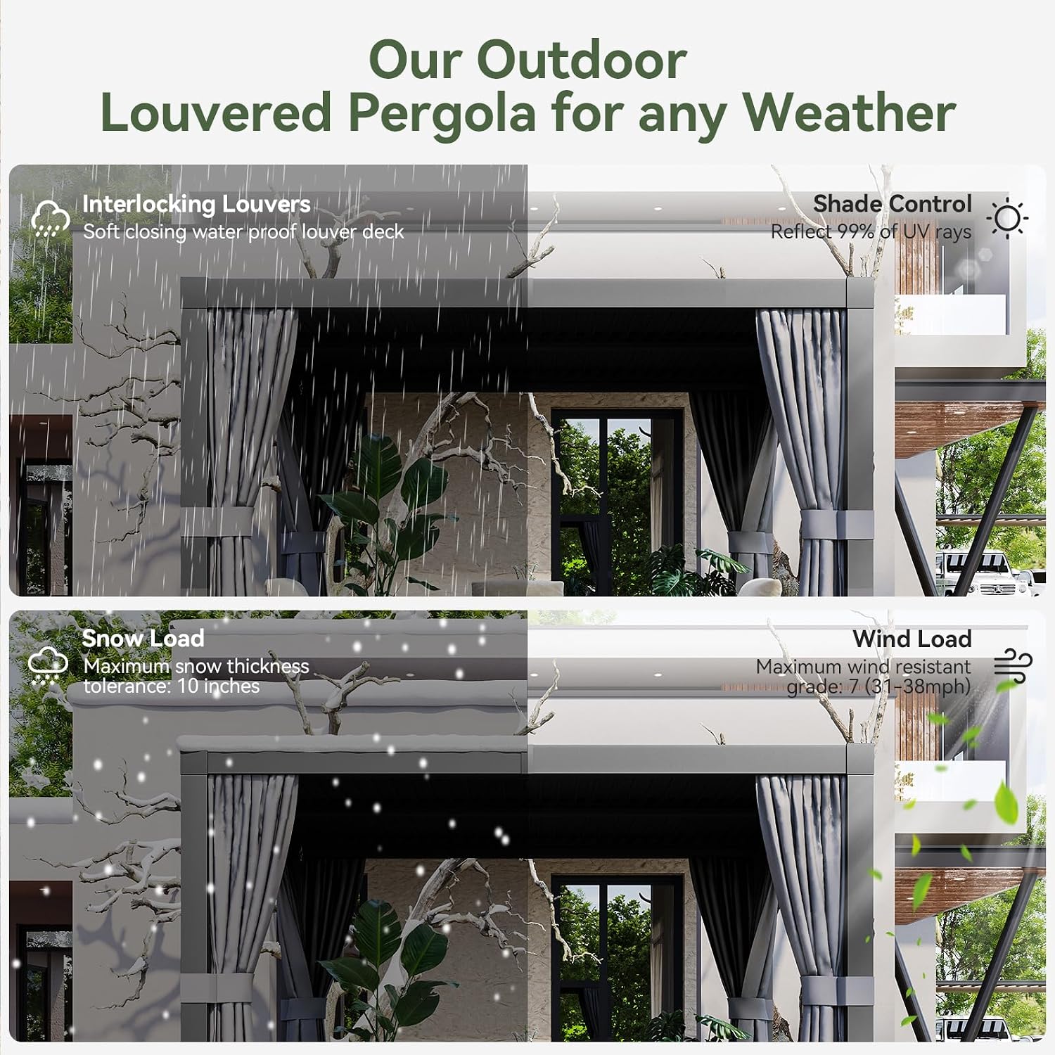 Aoxun Louvered Pergola 10x10 All-Aluminum