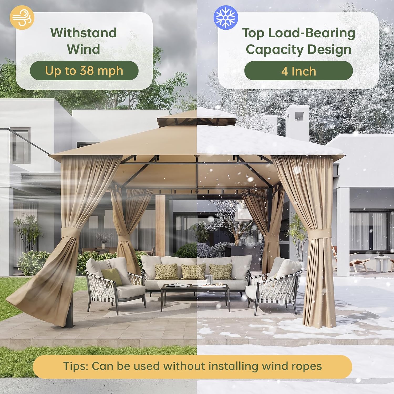 Aoxun Outdoor Gazebo for Patio 10x10