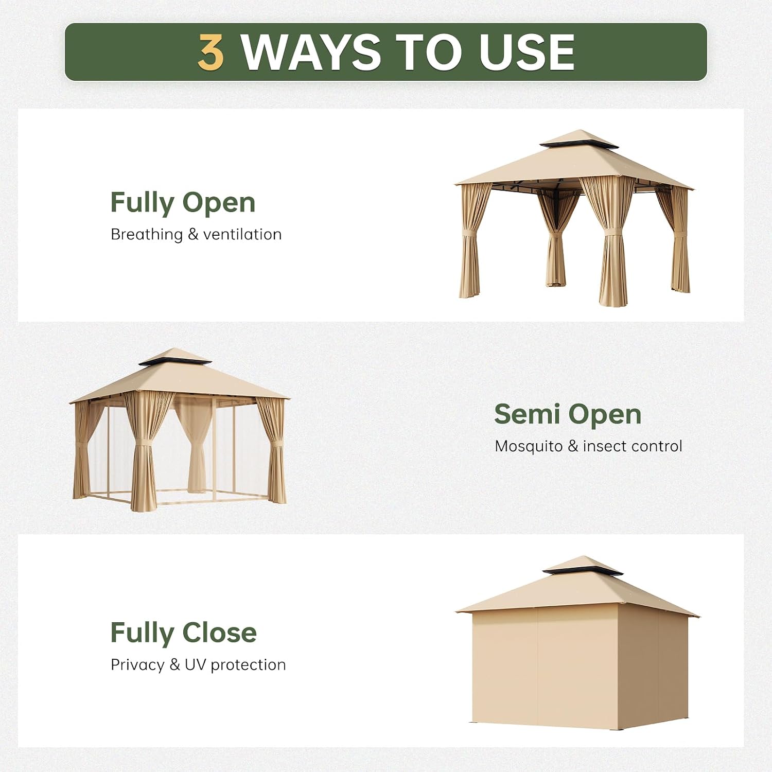 Aoxun Outdoor Gazebo for Patio 10x10