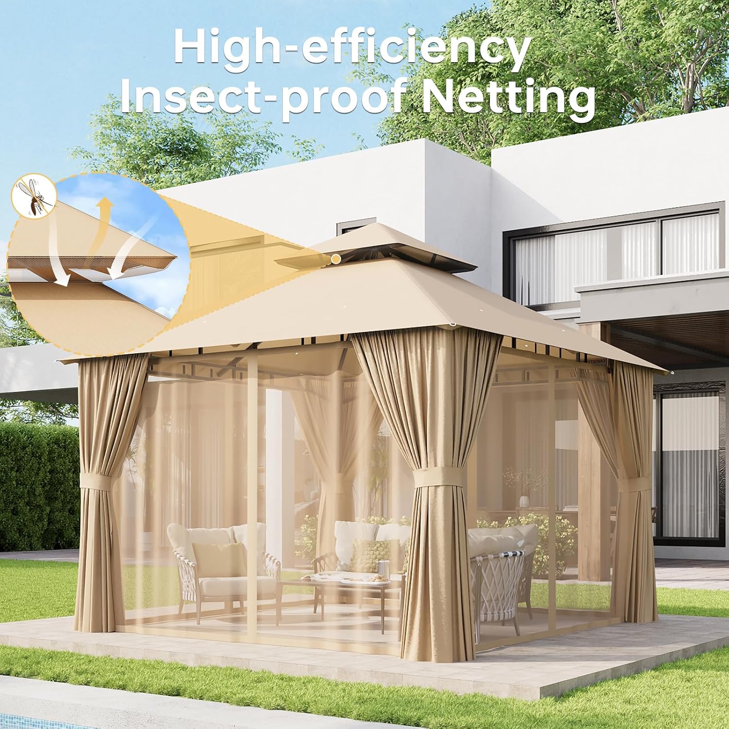 Aoxun Outdoor Gazebo for Patio 10x10