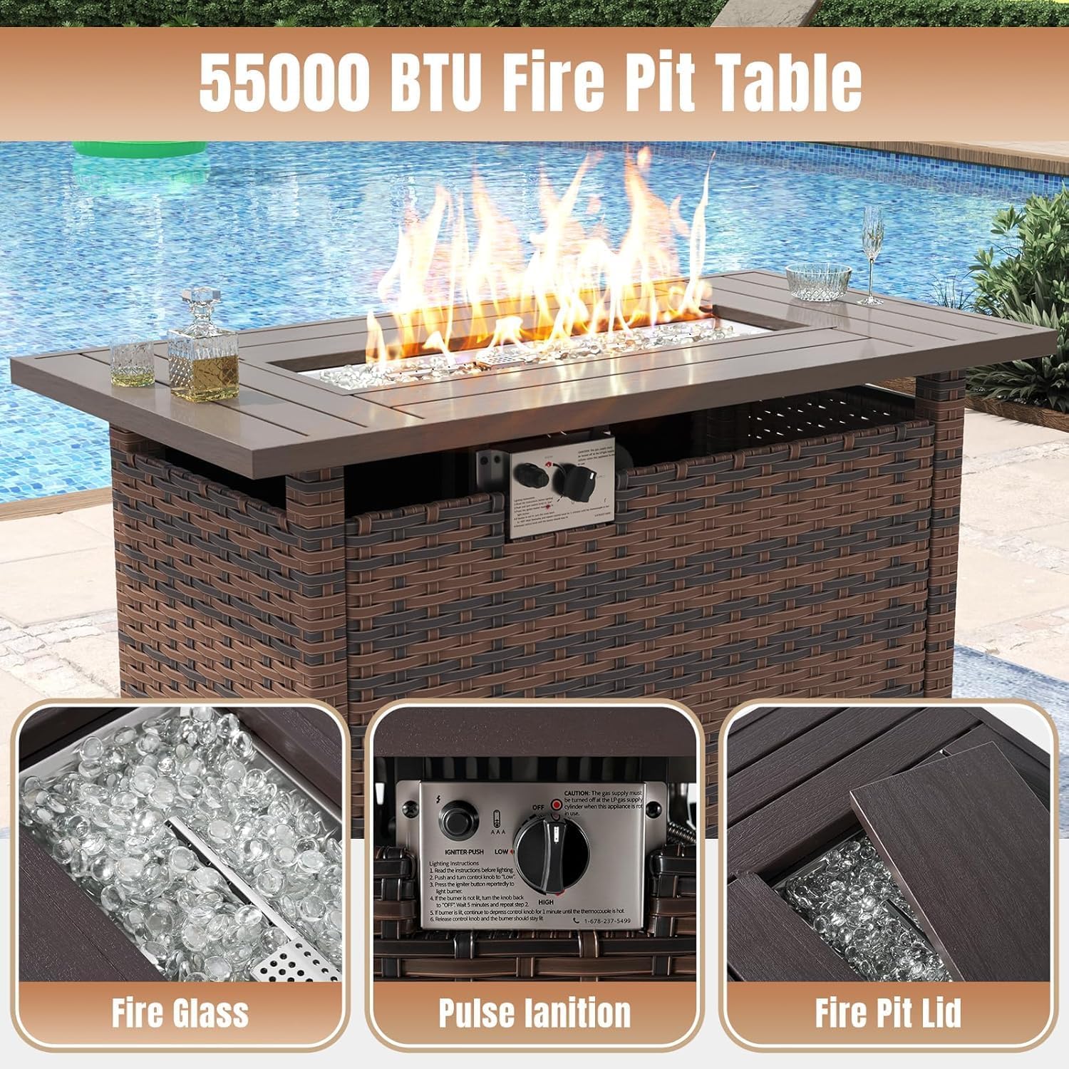 Aoxun Outdoor Patio Furniture with Fire Pit Table