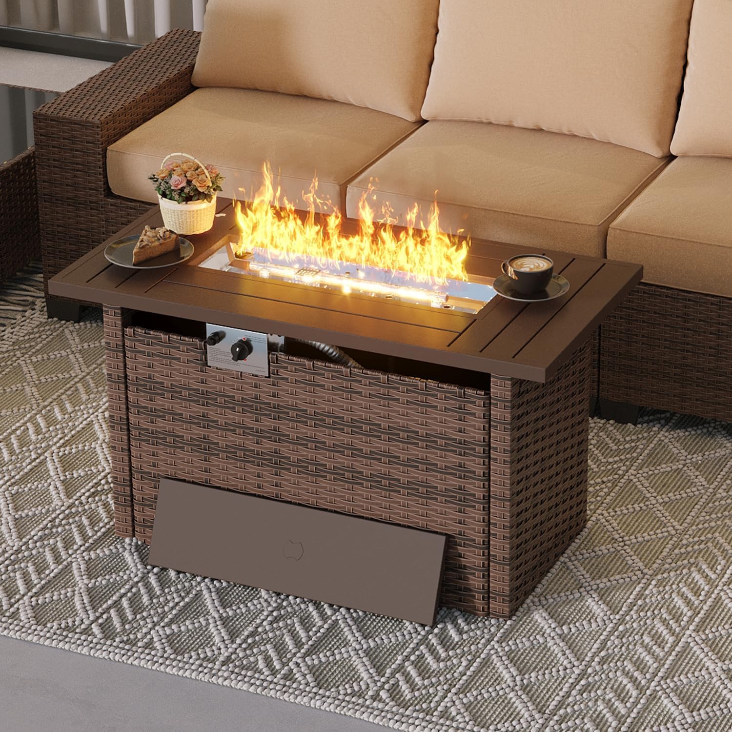 Aoxun Outdoor Patio Furniture with Fire Pit Table
