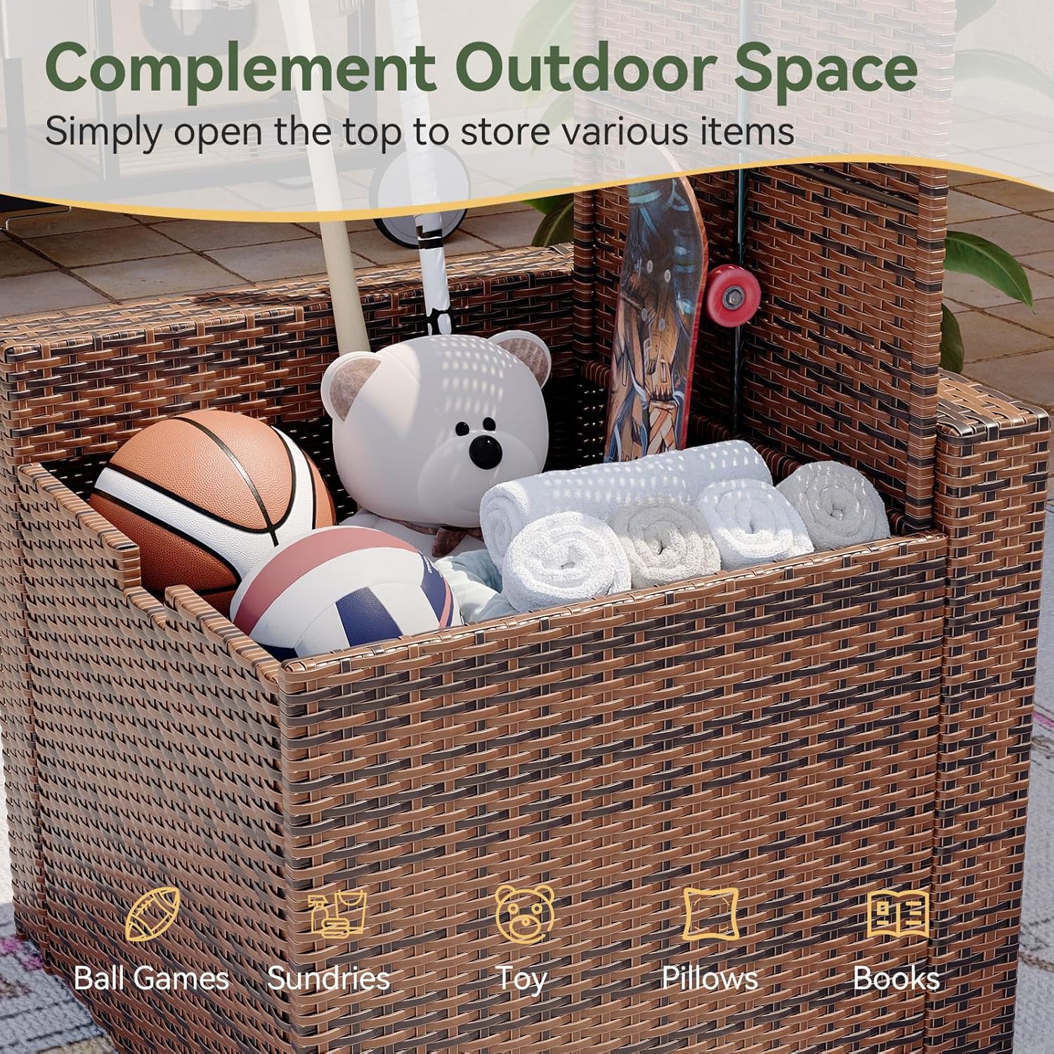 Aoxun Outdoor Wicker Storage Coffee Table