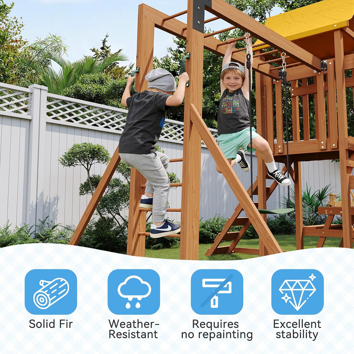 Aoxun Wooden Swing Sets for Backyard