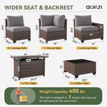 Aoxun 7-piece brown wicker patio set with fire pit - photo 7