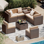 Aoxun 8-Piece Wicker Patio Furniture Set with Storage - Brown - Image 1