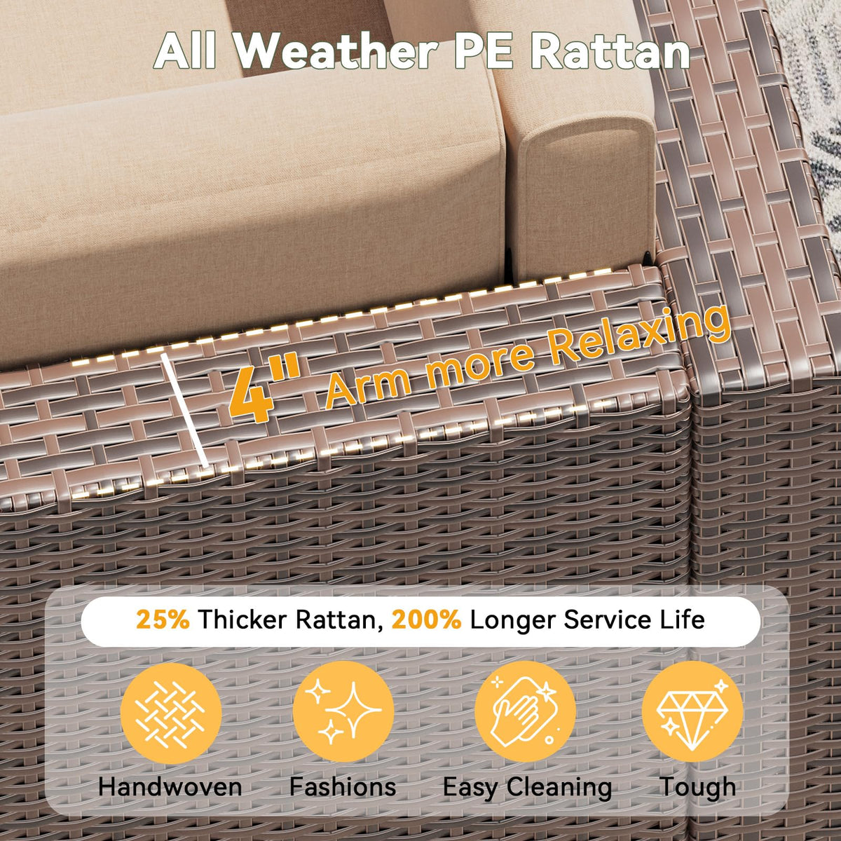 Aoxun 8-Piece Wicker Patio Furniture Set with Storage - Brown - Image 2