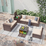 Aoxun 8-Piece Wicker Patio Furniture Set with Storage - Brown - Image 4
