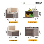 Aoxun 8-Piece Wicker Patio Furniture Set with Storage - Brown - Image 7