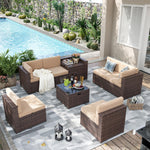 Aoxun 8-Piece Wicker Patio Furniture Set with Storage - Brown - Image 8