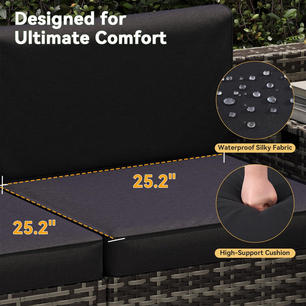 Aoxun 8-Piece Wicker Patio Furniture Set with Storage - Black - Image 2