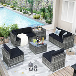 Aoxun 8-Piece Wicker Patio Furniture Set with Storage - Black - Image 8