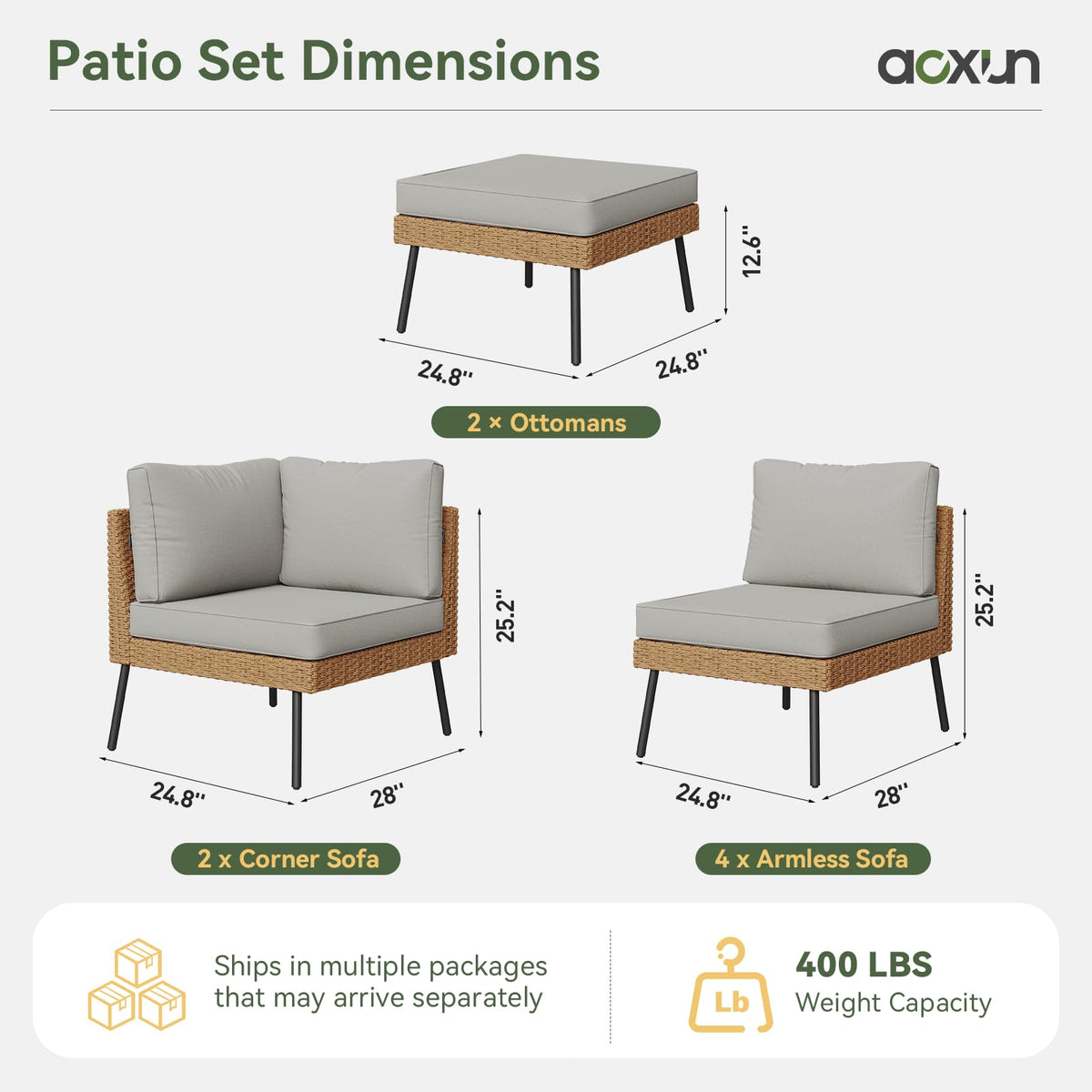 Aoxun 8-Piece Wicker Patio Furniture Set - B0GT3VF211 - Image 8