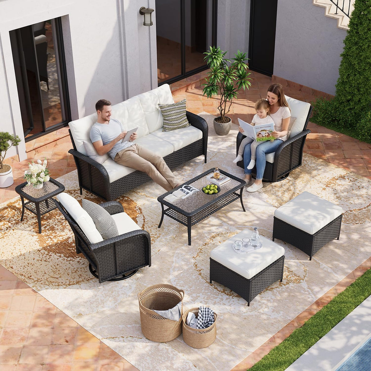 Aoxun Wicker Patio Furniture Set, 7 or 10 Pieces - B0GX677Y9T - Image 2