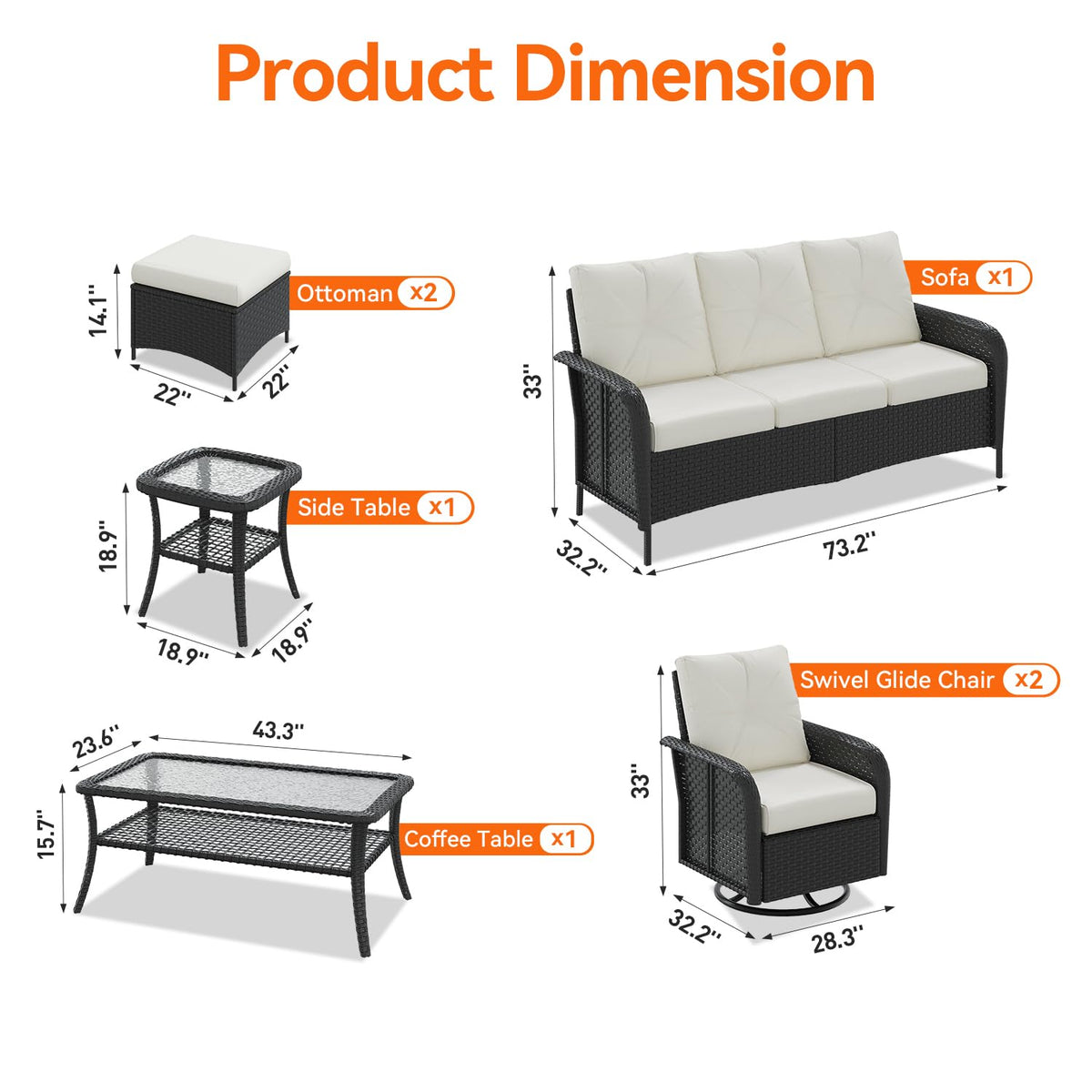 Aoxun Wicker Patio Furniture Set, 7 or 10 Pieces - B0GX677Y9T - Image 9