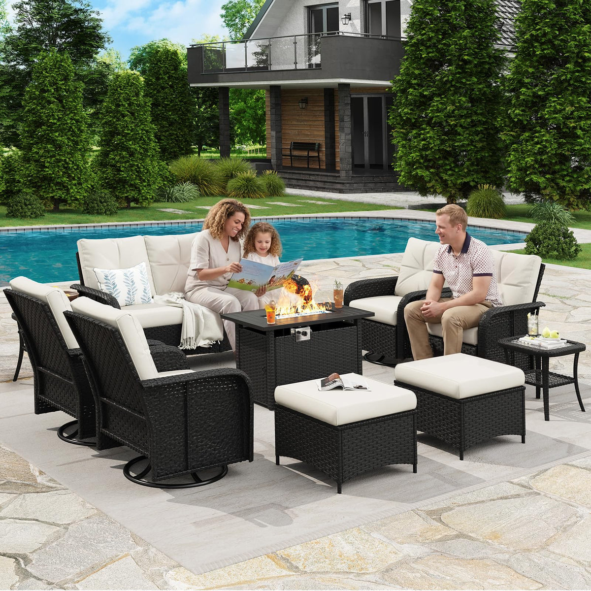 Aoxun Wicker Patio Furniture Set, 7 or 10 Pieces - B0H2XHMWG5 - Image 2