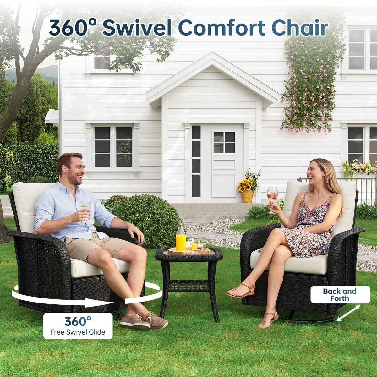 Aoxun Wicker Patio Furniture Set, 7 or 10 Pieces - B0H2XHMWG5 - Image 3