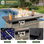 Aoxun 10-piece yellow wicker patio set with 44-inch fire pit - photo 2
