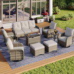 Aoxun 10-piece yellow wicker patio set with 44-inch fire pit - photo 8