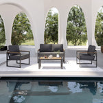 Aoxun 4-piece black metal patio set with dark gray cushions - photo 5
