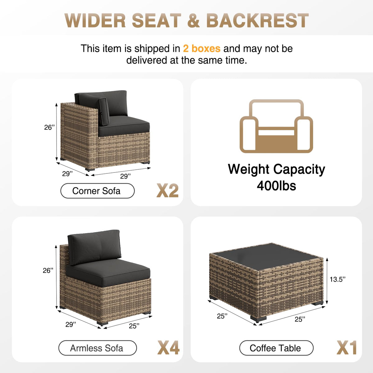 Aoxun 7-Piece Wicker Patio Furniture Set