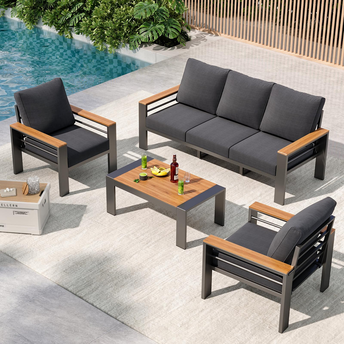 Aoxun Aluminum Patio Furniture Set