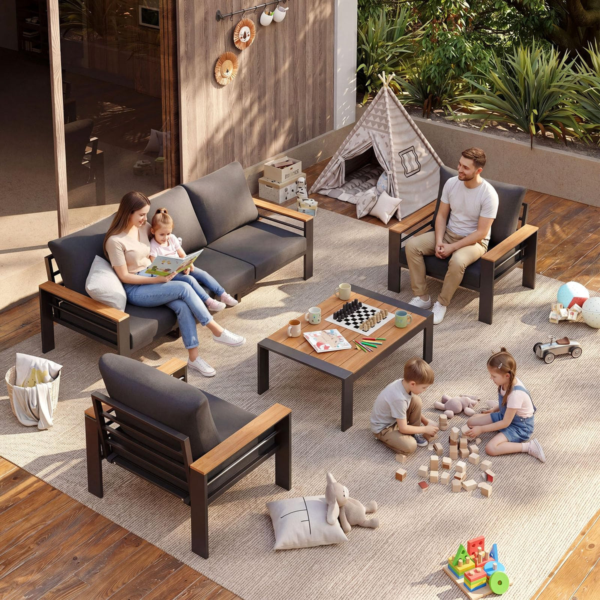 Aoxun Aluminum Patio Furniture Set