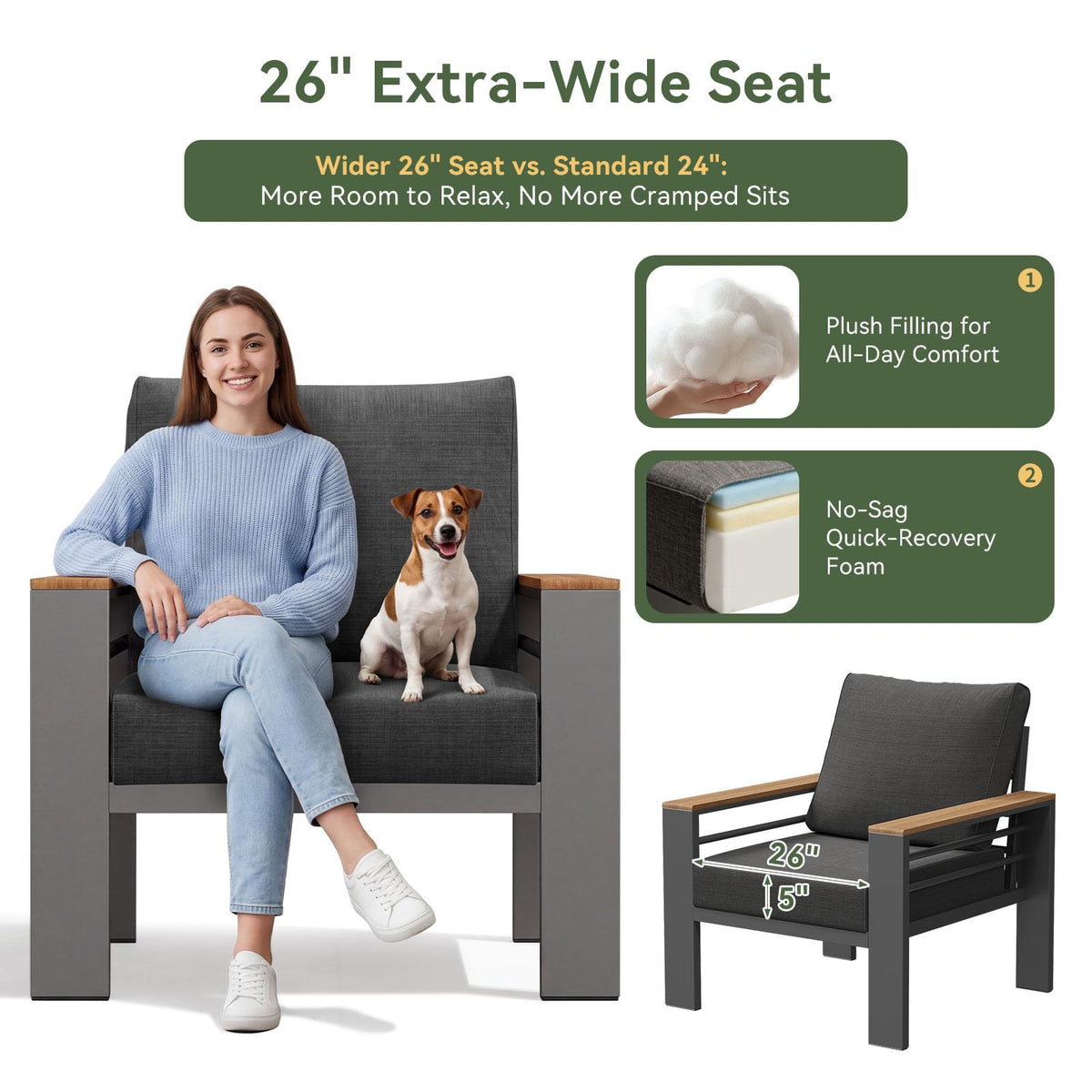 Aoxun Aluminum Patio Furniture Set