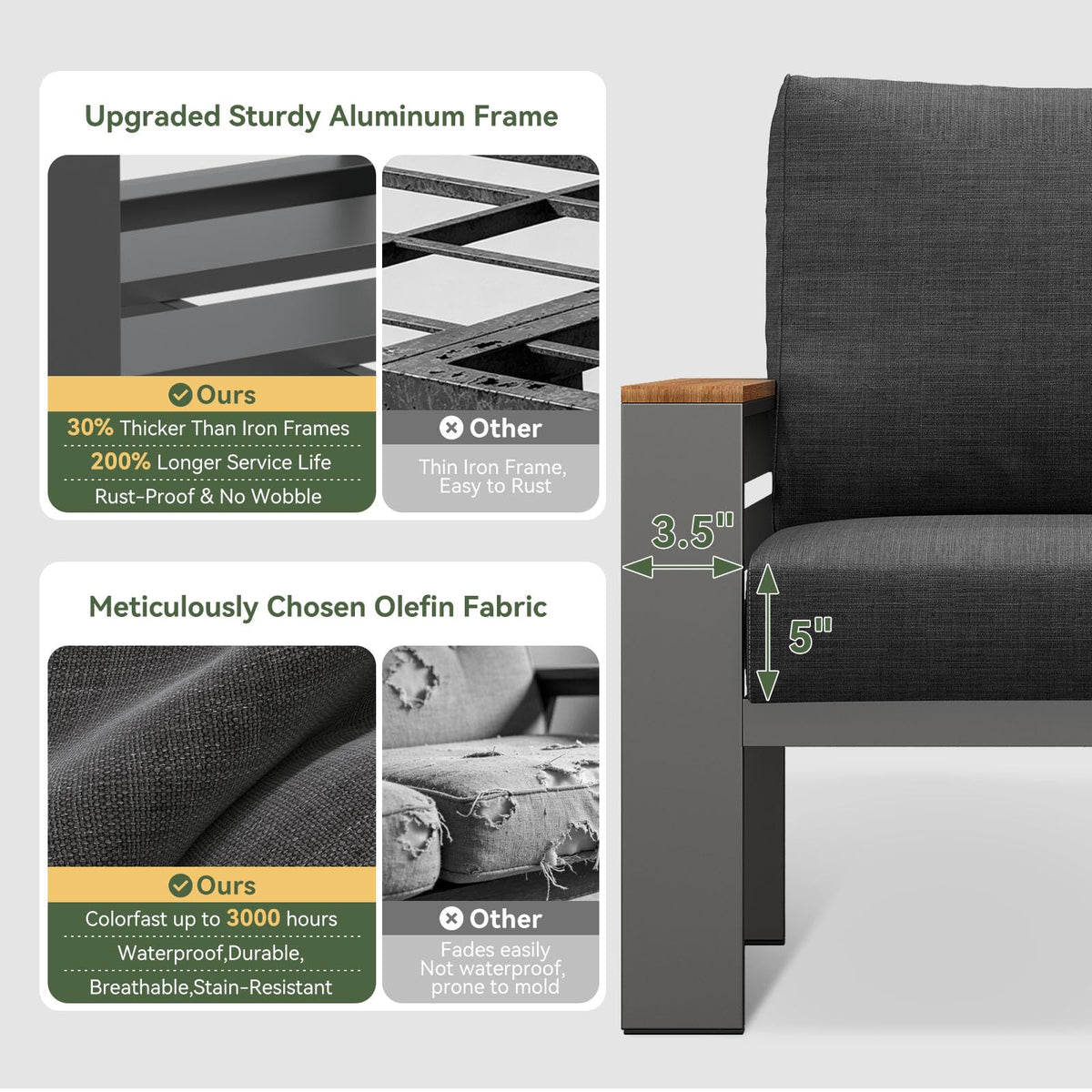 Aoxun Aluminum Patio Furniture Set