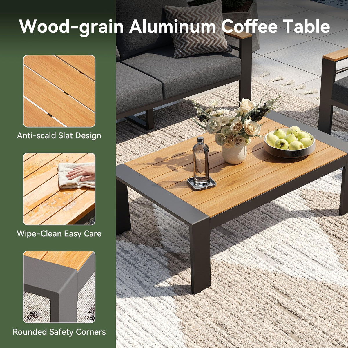 Aoxun Aluminum Patio Furniture Set