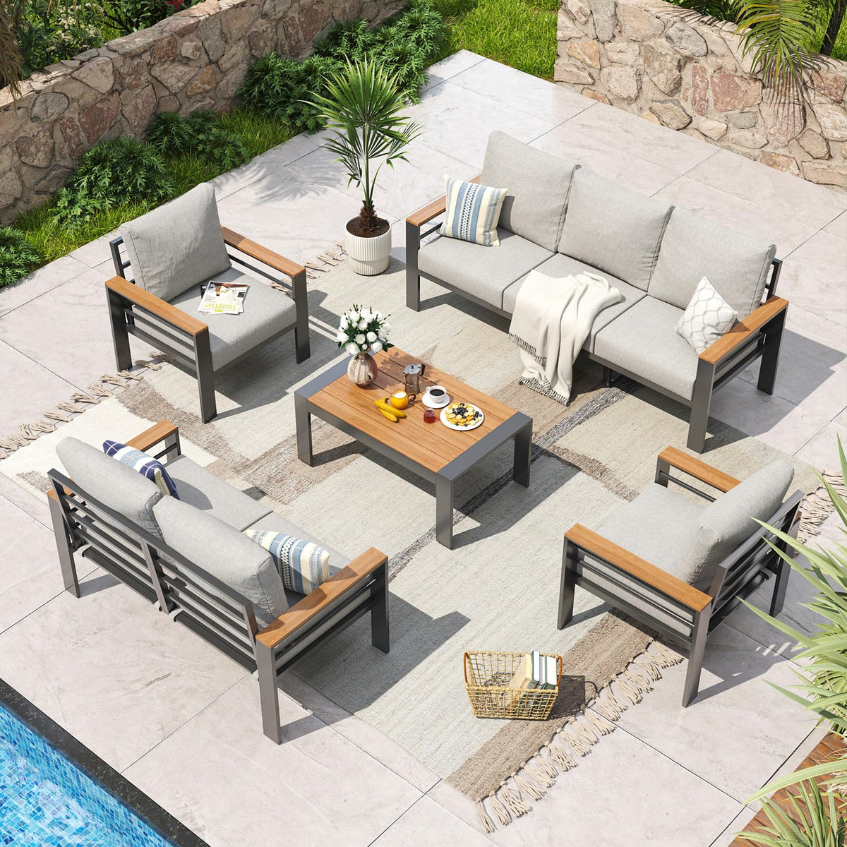 Aoxun Aluminum Patio Furniture Set