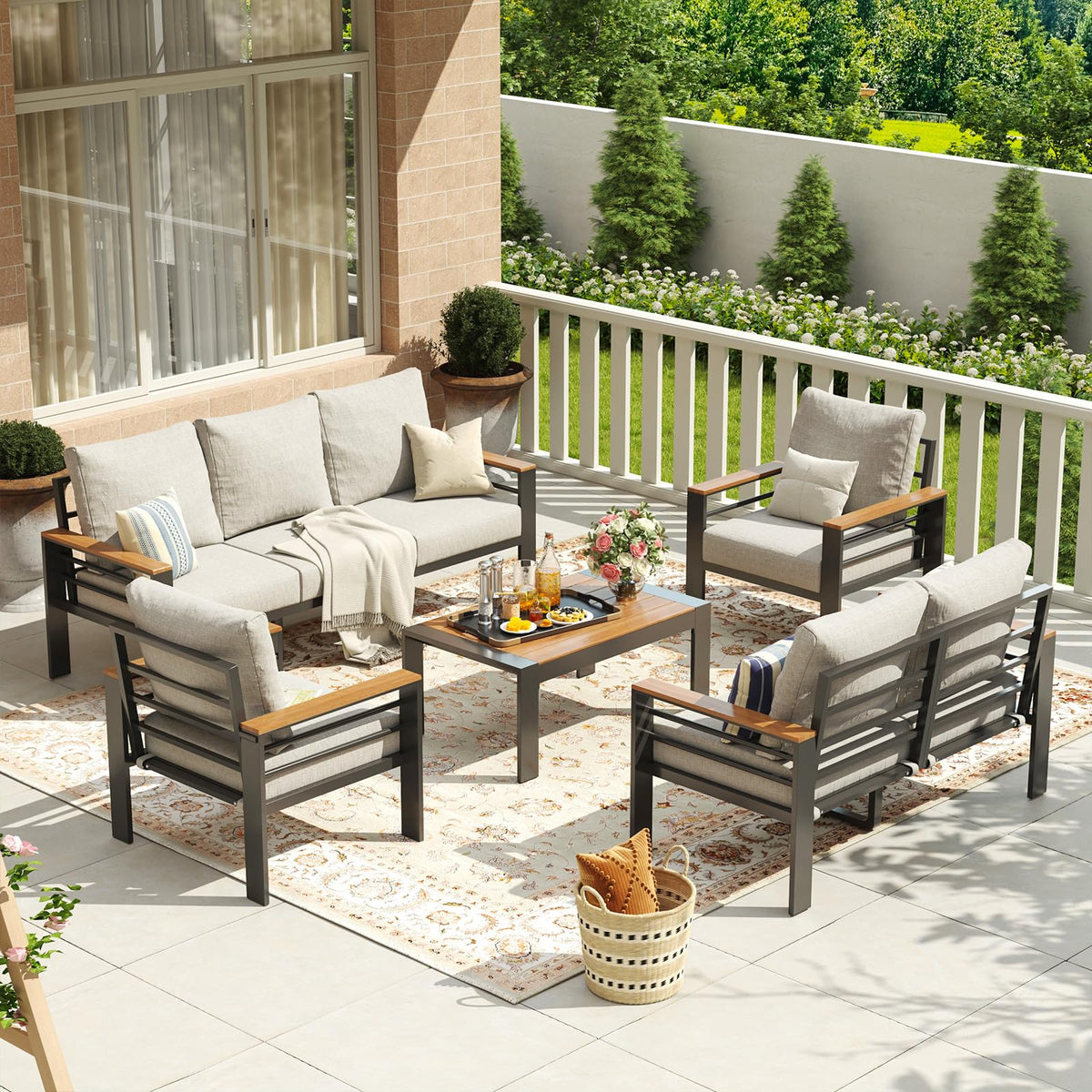 Aoxun Aluminum Patio Furniture Set