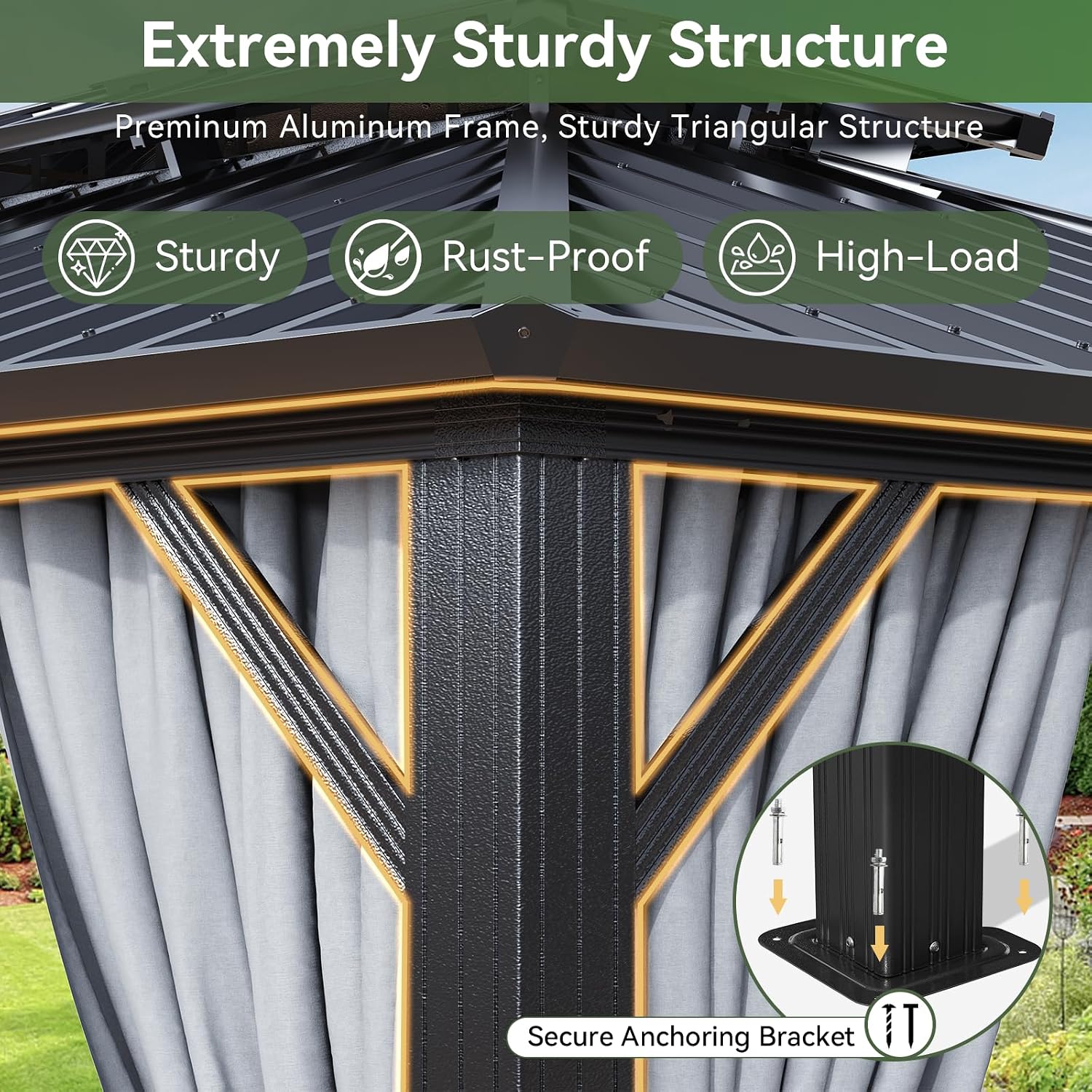 Aoxun Hardtop Gazebo, Outdoor Pergola