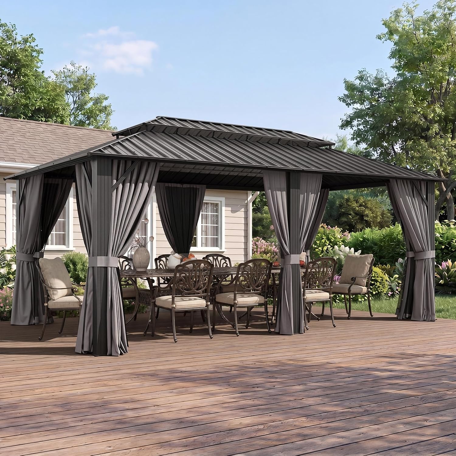 Aoxun Hardtop Gazebo, Outdoor Pergola