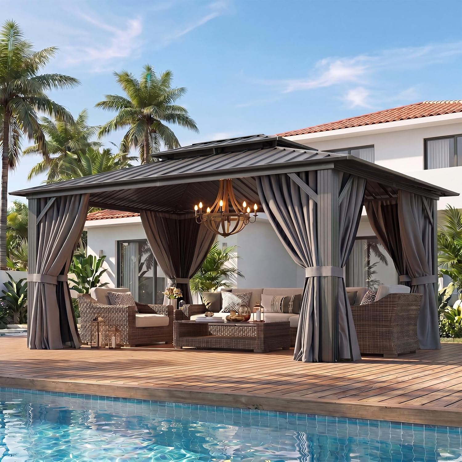 Aoxun Hardtop Gazebo, Outdoor Pergola