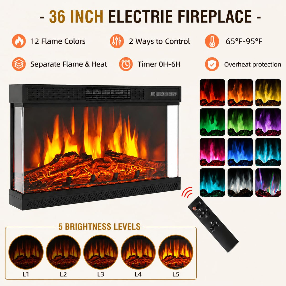 Aoxun 98-Inch Modern Fireplace TV Stand