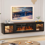Aoxun 70-Inch Modern Fireplace TV Stand, Black