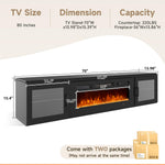 Aoxun 70-Inch Modern Fireplace TV Stand, Black