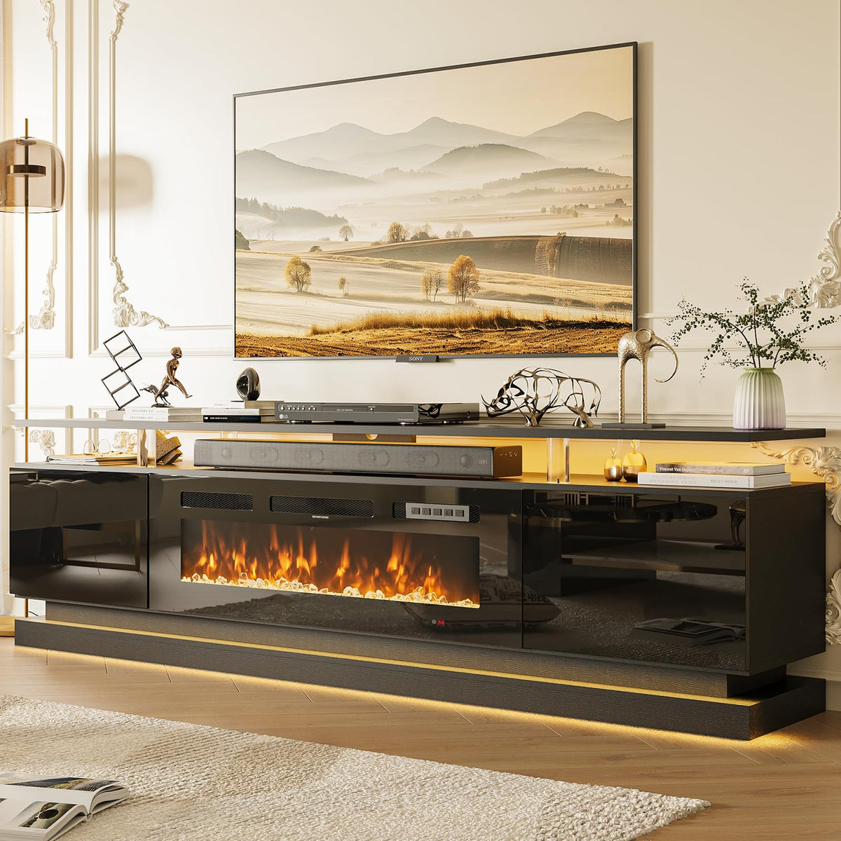 Aoxun Modern Fireplace TV Stand