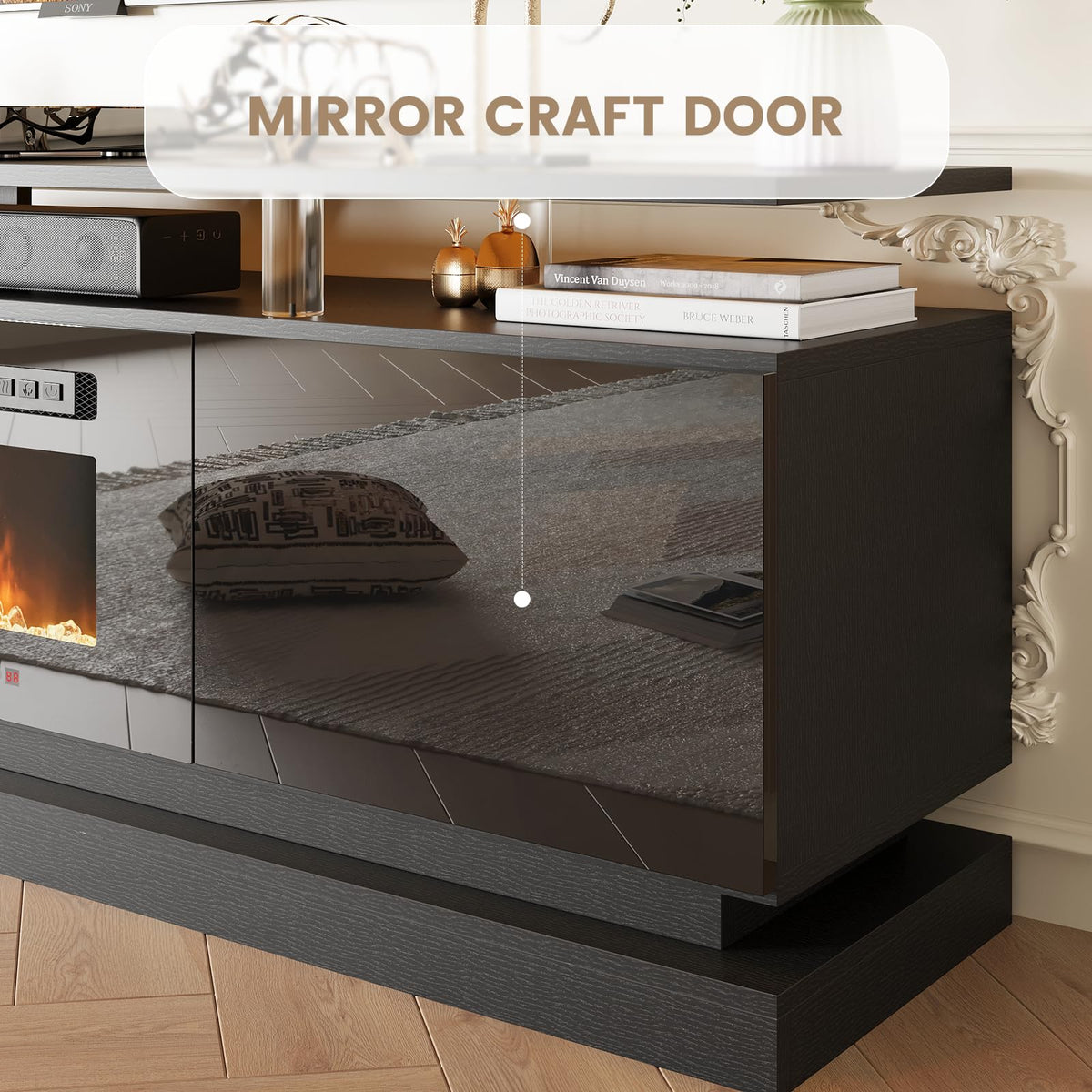 Aoxun Modern Fireplace TV Stand