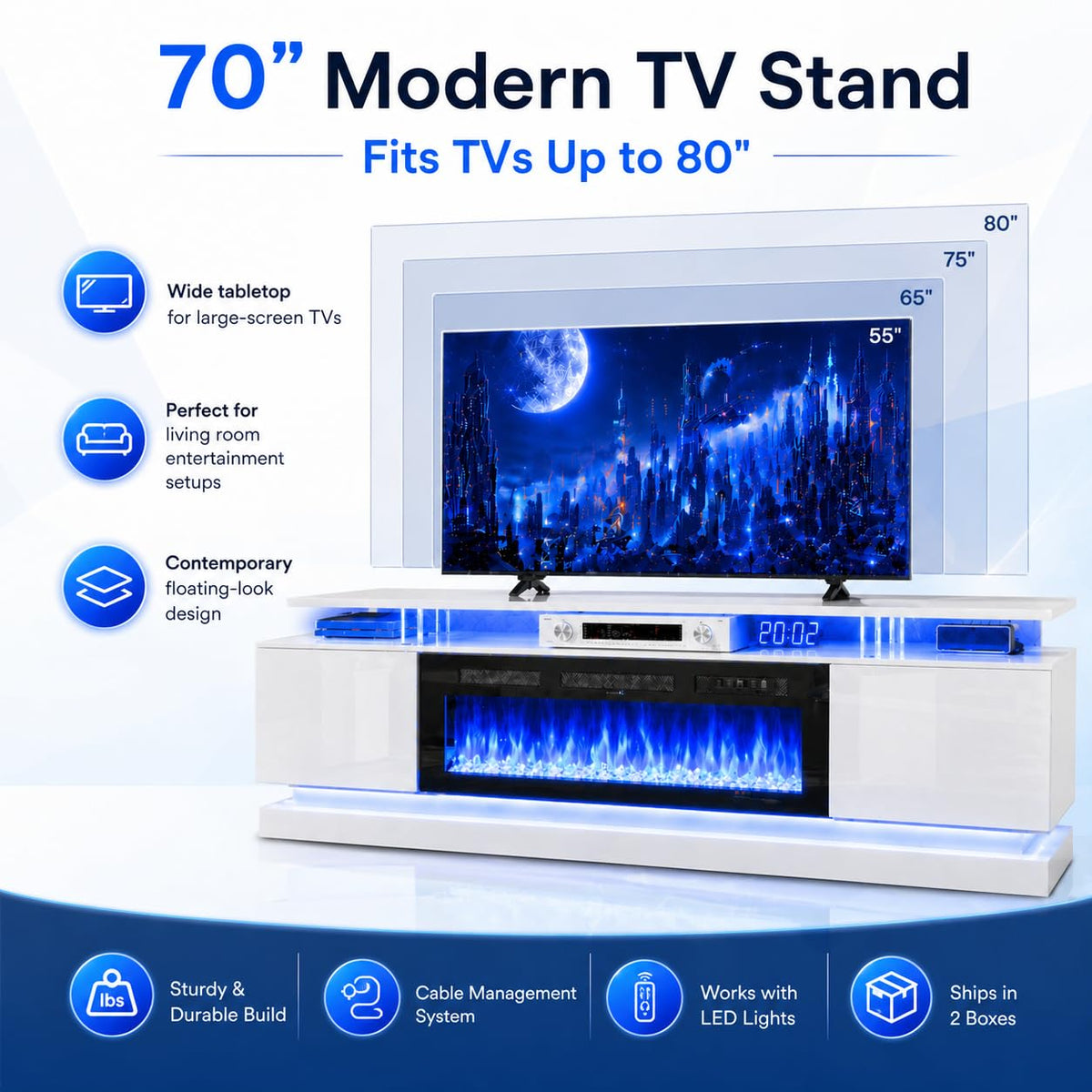 Aoxun Modern Fireplace TV Stand