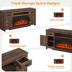 Aoxun 70-Inch Farmhouse Fireplace TV Stand