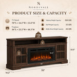 Aoxun Modern Fireplace TV Stand, Brown and Black