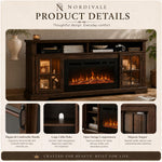 Aoxun Modern Fireplace TV Stand, Brown and Black