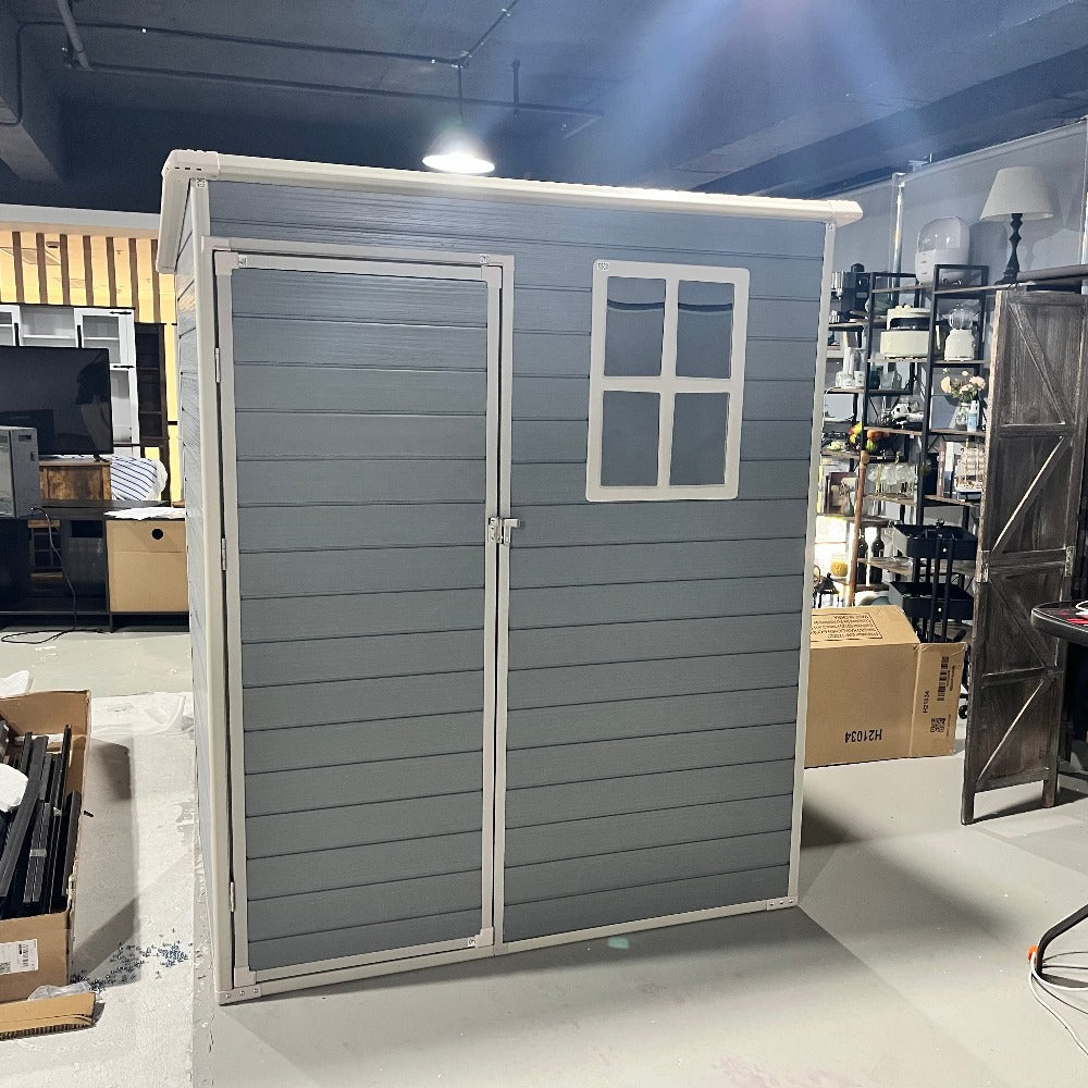 5' x 3' Resin Utility Storage Shed with Window, Grey