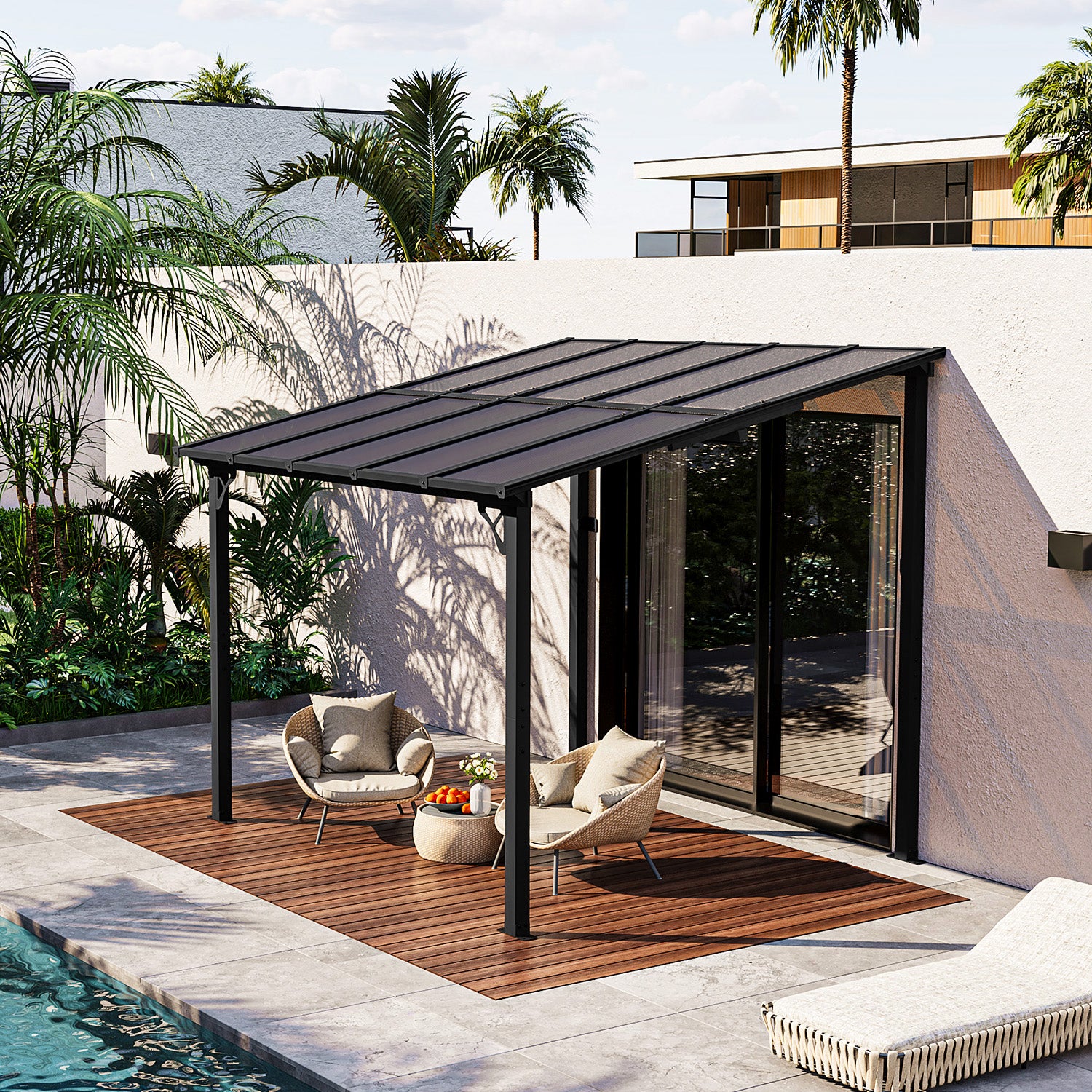 8' x 10' Gazebo for Patio, Small WallMounted Lean to Outdoor Hardtop